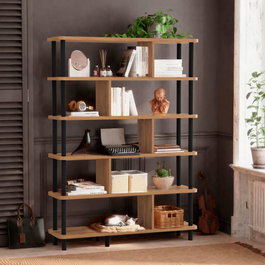 Hanah Home Estantería Negro y Pino Atlántico 120x168.5x28 cm